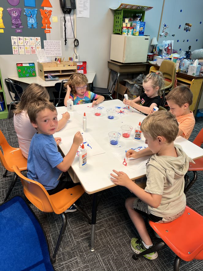 Children learning in a small group. 